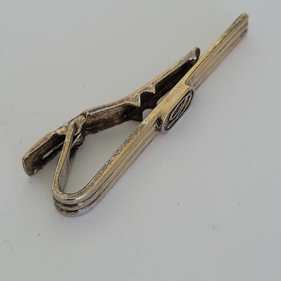S.T. Dupont D Tie Bar Clip Clasp Gold Silver Tone 2in Logo Vintage Logo Fair - Picture 4 of 5